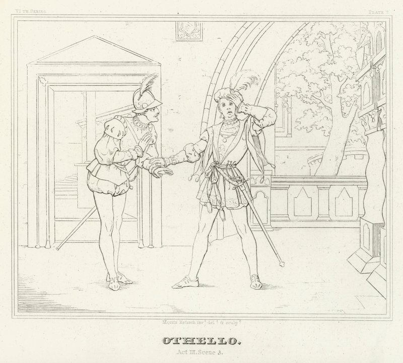 Othello, Act III, Scene 3 (gravure) door Friedrich August Moritz Retzsch