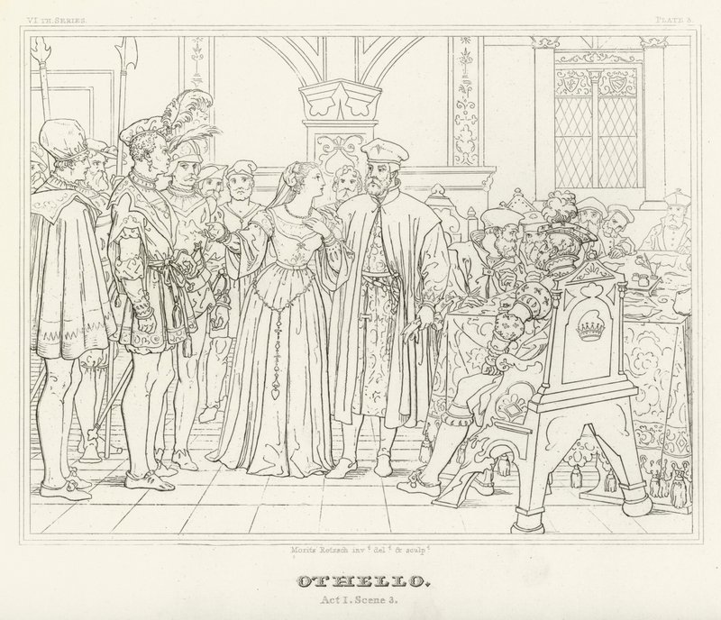 Othello, Act I, Scene 3 (gravure) door Friedrich August Moritz Retzsch