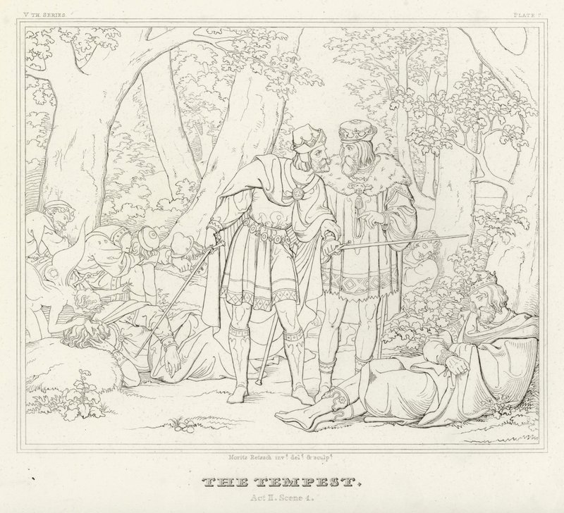 De Storm, Act II, Scene 1 (gravure) door Friedrich August Moritz Retzsch
