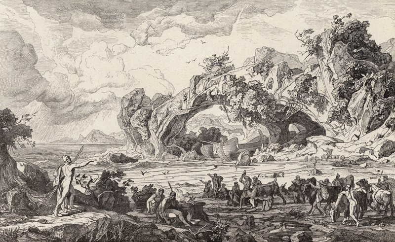 Doden van het heilige vee van Helios door Friedrich the Elder Preller