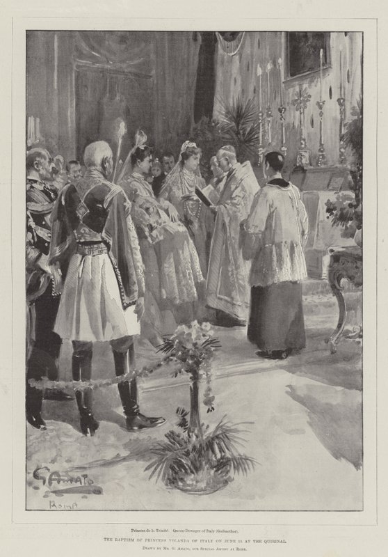 De Doop van Prinses Yolanda van Italië op 15 juni in het Quirinaal door G.S. Amato