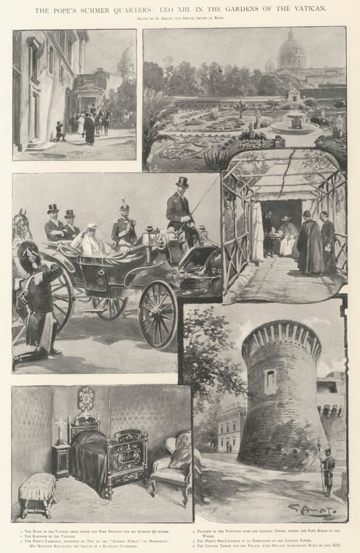 De zomerresidentie van de paus, Leo XIII in de tuinen van het Vaticaan door G.S. Amato