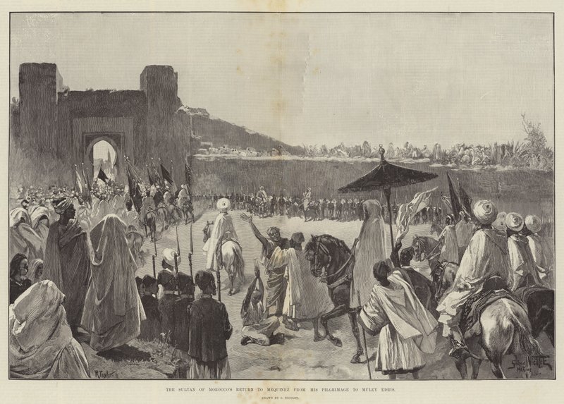 De Terugkeer van de Sultan van Marokko naar Mequinez van zijn Bedevaart naar Muley Edris door Gabriel Nicolet