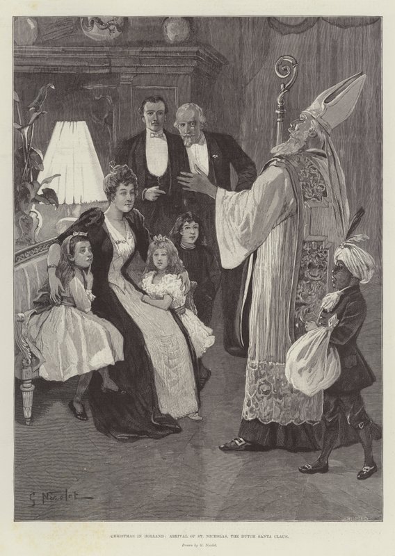 Kerstmis in Nederland, aankomst van Sinterklaas, de Nederlandse Kerstman door Gabriel Nicolet