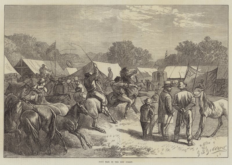Ponybeurs in het New Forest door George Bouverie Goddard