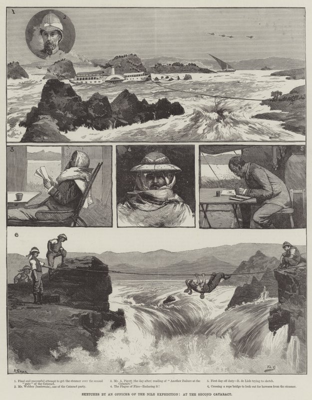 Schetsen door een officier van de Nijl-expeditie, bij de Tweede Cataract door George L. Seymour
