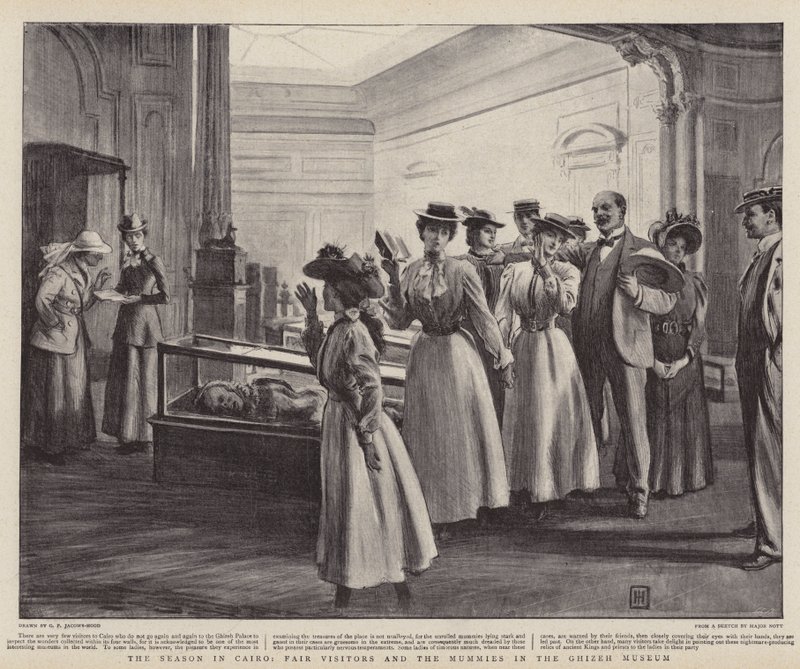 Het Seizoen in Caïro, Beursbezoekers en de Mummies in het Ghizeh Museum door George Percy Jacomb Hood