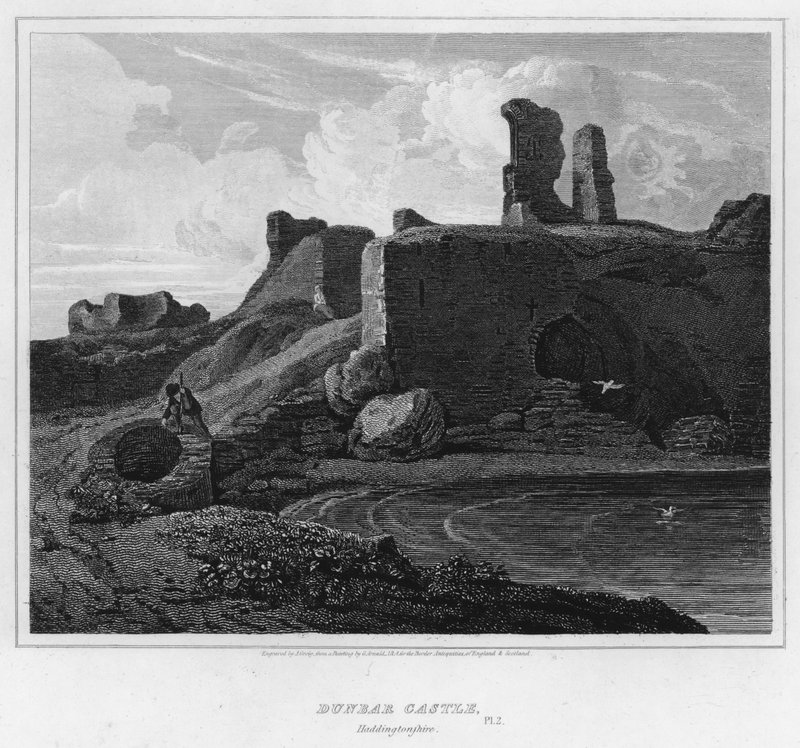 Dunbar Castle, Haddingtonshire (gravure) door George (after) Arnald