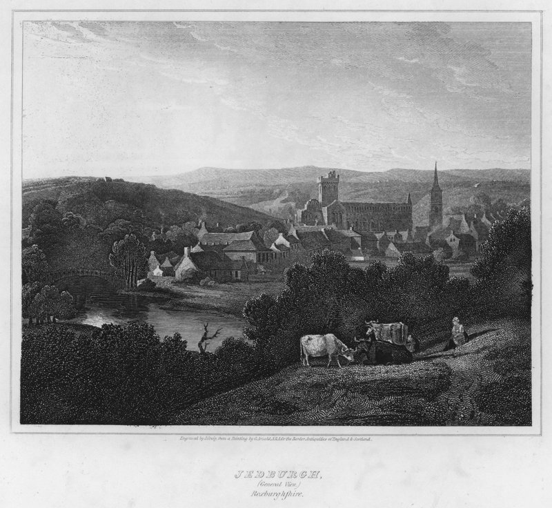 Jedburgh, algemeen uitzicht, Roxburghshire door George (after) Arnald
