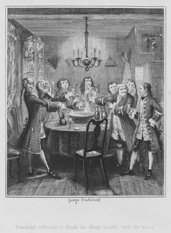 Randulph weigert de gezondheid van de koning te drinken "over het water" door George (after) Cruikshank