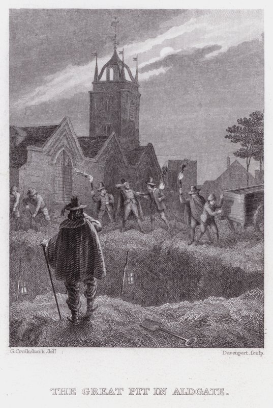 De Grote Put in Aldgate (gravure) door George (after) Cruikshank