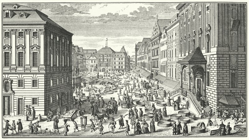 Een uitzicht op Wenen in het jaar 1725 door George (after) Du Maurier