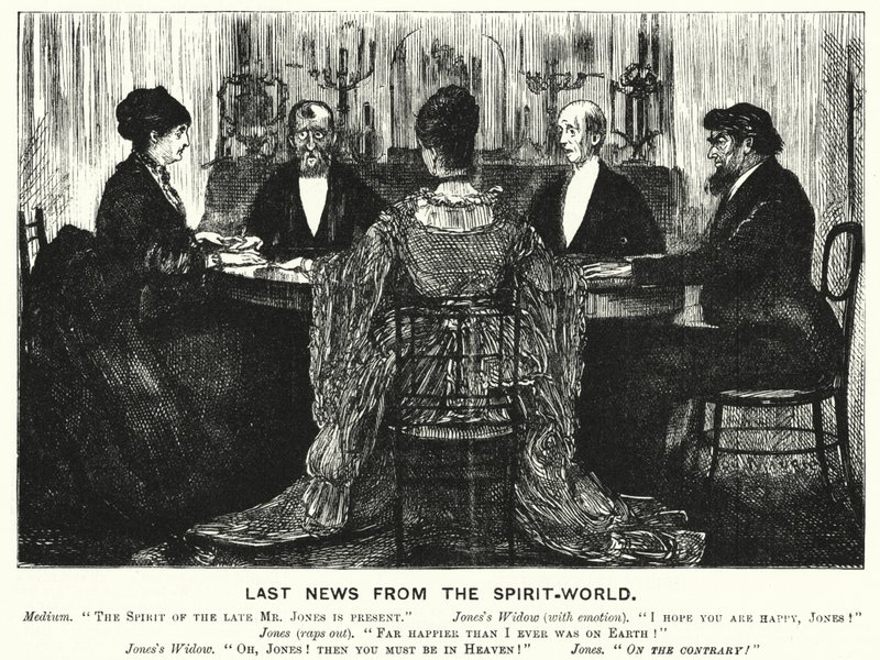 Punch cartoon: Laatste Nieuws uit de Geestenwereld (gravure) door George (after) Du Maurier
