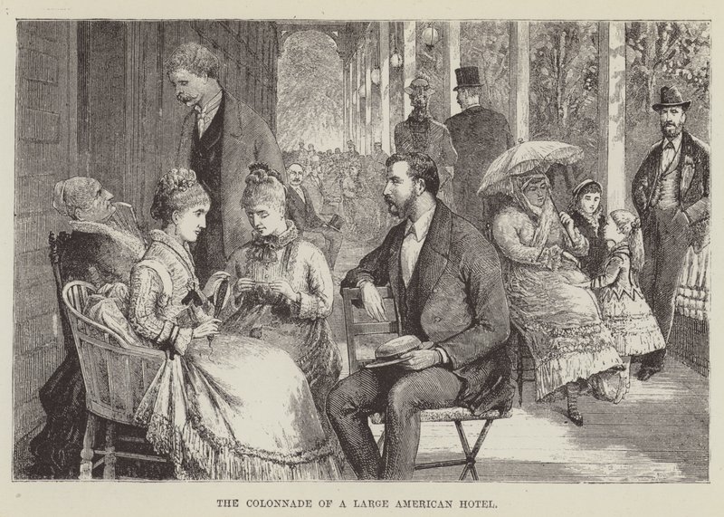 De colonnade van een groot Amerikaans hotel door George Augustus Sala