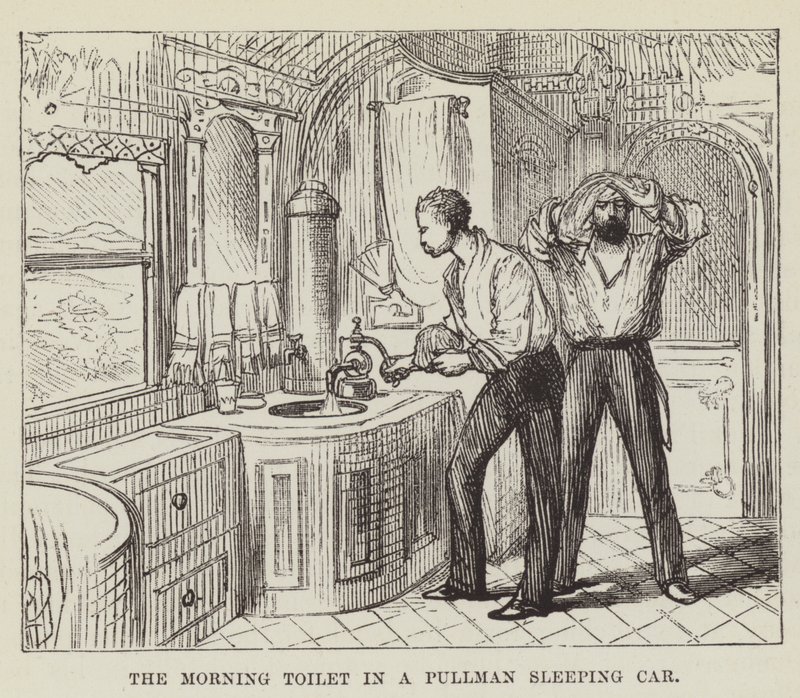 De ochtendtoilet in een Pullman-slaapwagen door George Augustus Sala