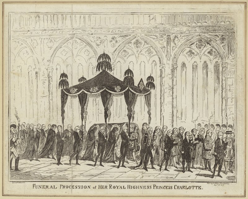 Begrafenisstoet van Hare Koninklijke Hoogheid Prinses Charlotte door George Cruikshank