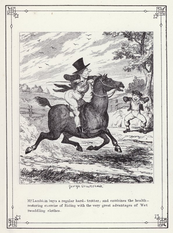 Illustratie voor Het Eigen Boek van de Vrijgezel, of De Voortgang van de Heer Lambkin (Gent) (gravure) door George Cruikshank