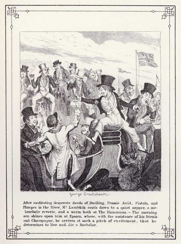 Illustratie voor The Bachelor’s Own Book, of The Progress of Mr Lambkin (Gent) door George Cruikshank