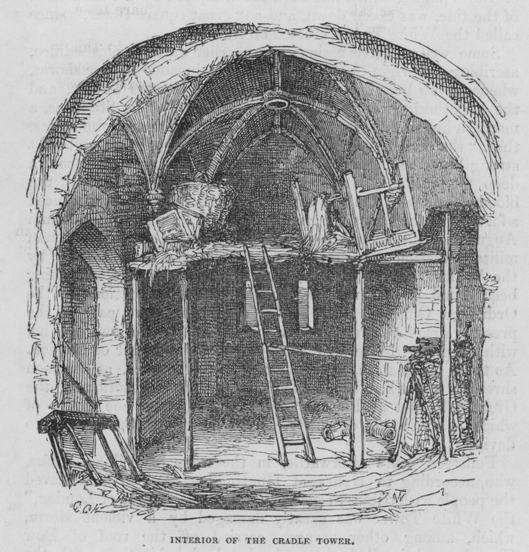 Interieur van de Cradle Tower door George Cruikshank