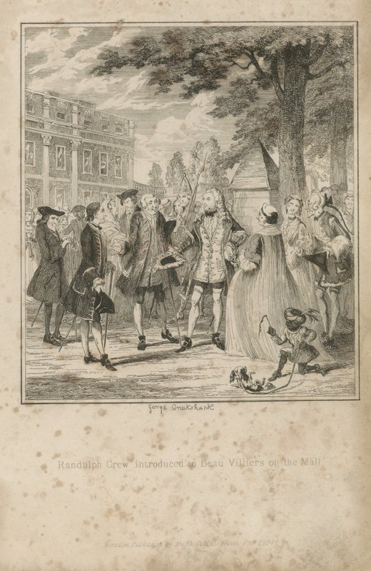 Randulph Crew geïntroduceerd aan Beau Villiers op de Mall door George Cruikshank