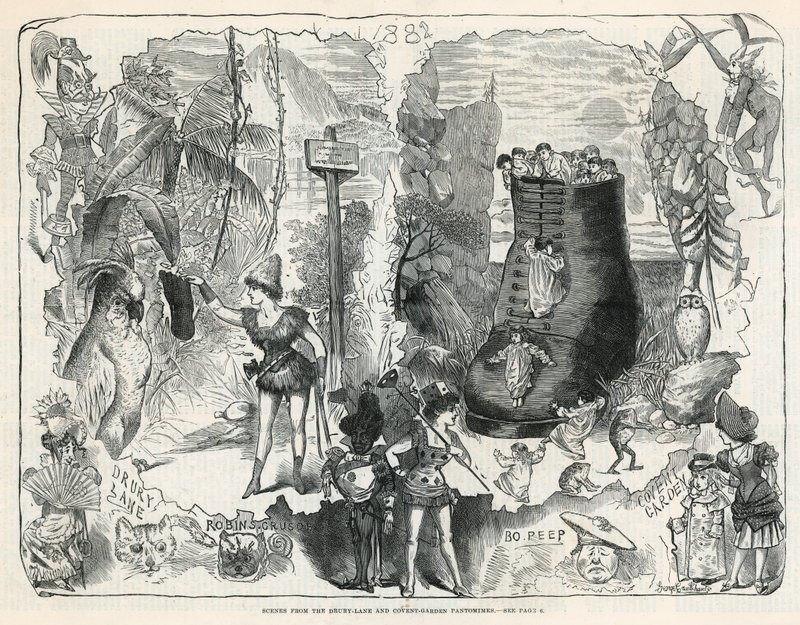Scènes uit de Drury Lane en Covent Garden Pantomimes door George Cruikshank