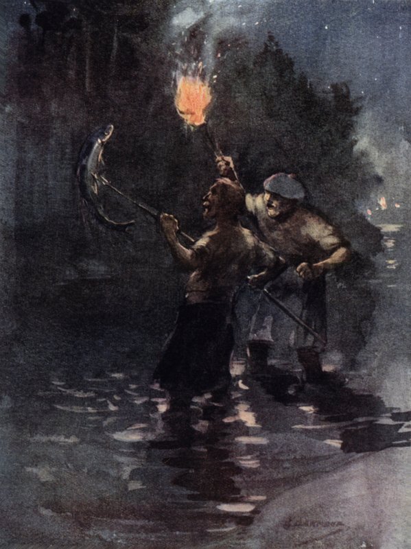 Elke keer werd er een zalm gezien (kleur litho) door George Denholm Armour