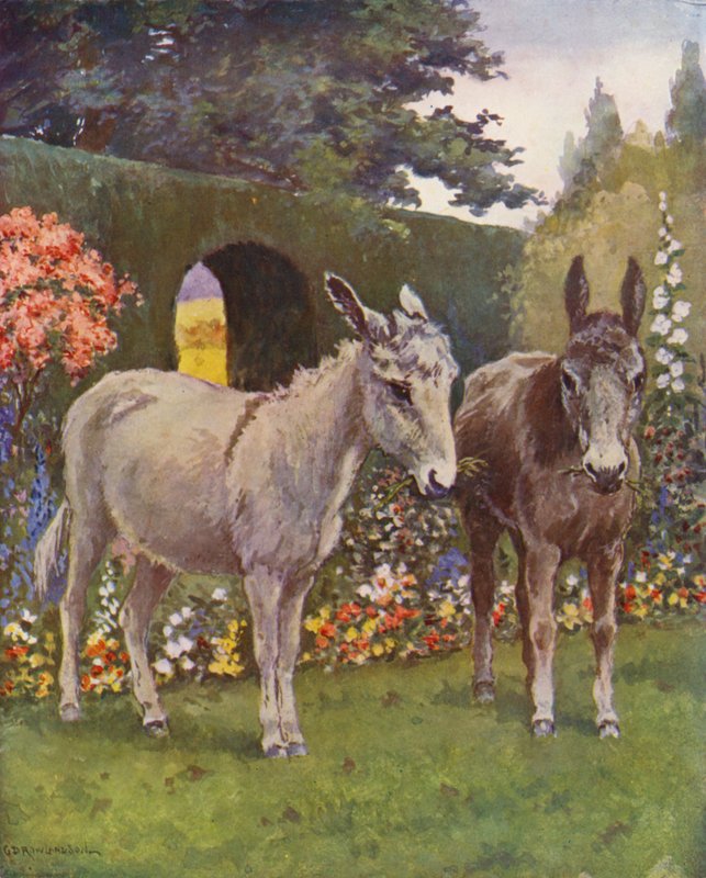 Neddy en Polly in de tuin door George Derville (after) Rowlandson