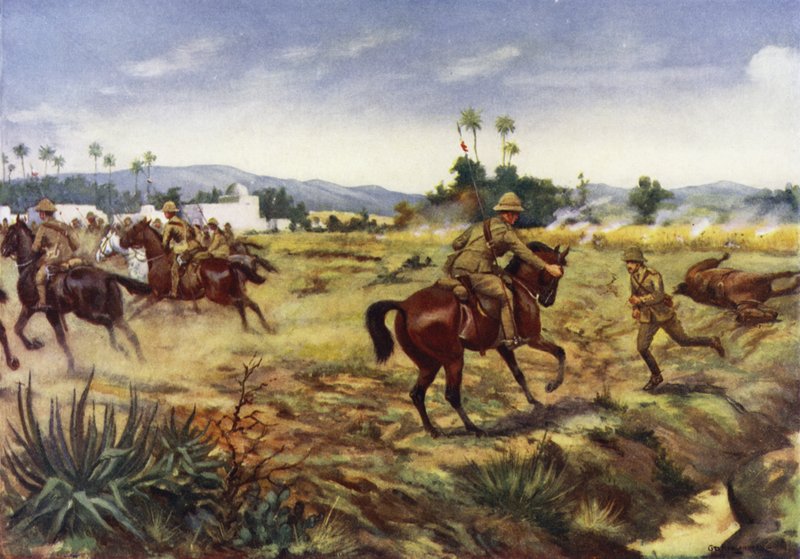 Soldaat Charles Hull redt het leven van Kapitein G E D Learoyd, Hafiz Kor, Noordwestelijke Grens, India, 5 september 1915 door George Derville Rowlandson