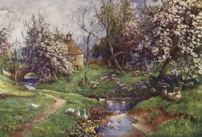 Een Cotswold Boomgaard door George Franck Nicholls
