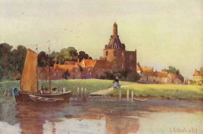Een uitzicht in de stad Enkhuizen door George Franck Nicholls