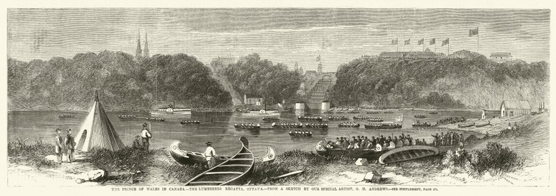 De Prins van Wales in Canada, de houthakkersregatta, Ottawa door George Henry Andrews