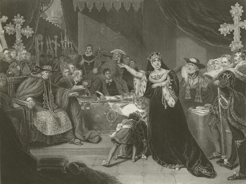 Het proces van Catharina van Aragon, 1529 door George Henry Harlow