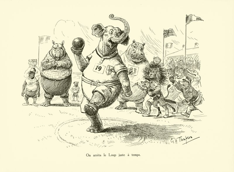 We stopten de wolf net op tijd (litho) door George Henry Thompson