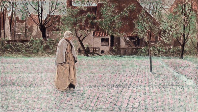 De tulpentuinier (kleur fotogravure) door George Hitchcock