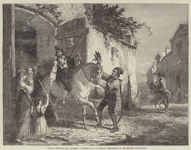 Sint-Antoniusdag in Rome, Tentoonstelling van de Britse Instelling door George Housman Thomas