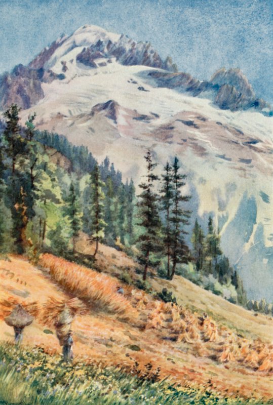 De Aiguille Verte en de Aiguille Du Dru, Herfst door George Jackson Flemwell