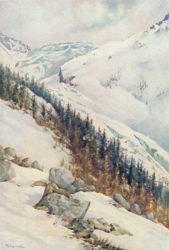 De Gletsjer van Argentiere in de Winter door George Jackson Flemwell