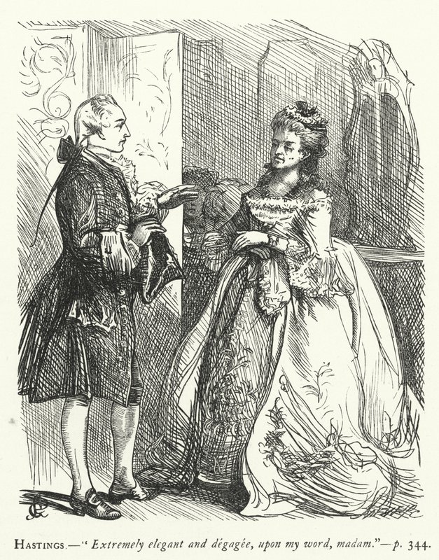 Illustratie voor She Stoops To Conquer (gravure) door George John Pinwell