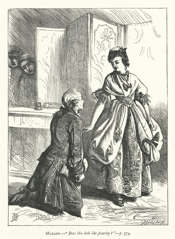Illustratie voor She Stoops To Conquer (gravure) door George John Pinwell