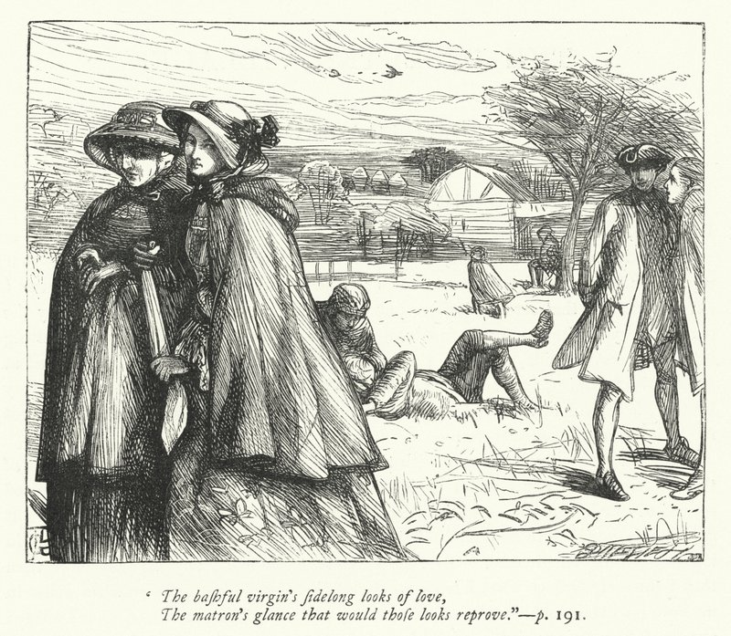 Illustratie voor The Deserted Village (gravure) door George John Pinwell