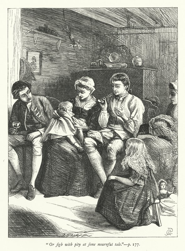 Illustratie voor The Traveller door George John Pinwell
