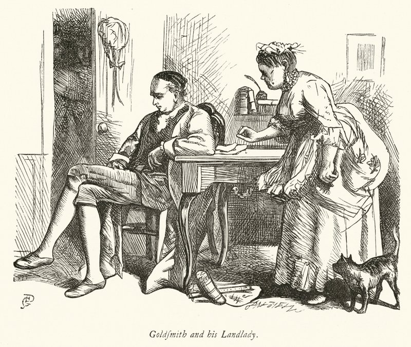 Oliver Goldsmith en zijn Hospita door George John Pinwell