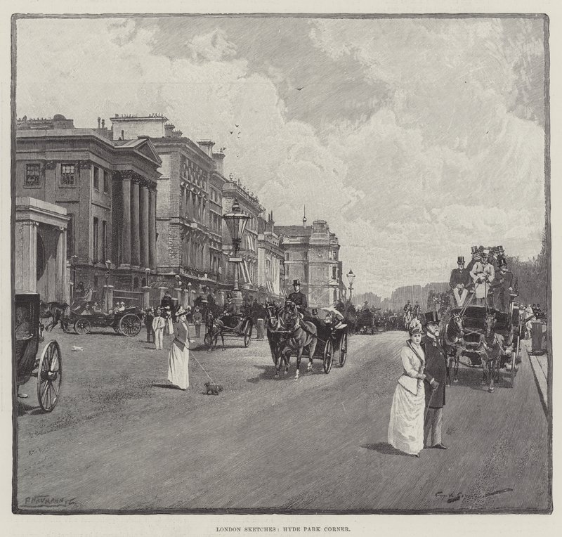 Londense schetsen, Hyde Park Corner door George L. Seymour