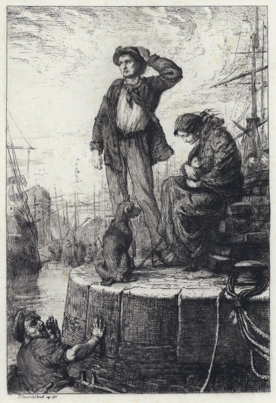 Emigranten in Liverpool (ets) door George Percy Jacomb Hood