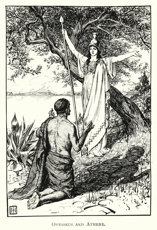 Odyssee: Odysseus en Athene door George Percy Jacomb Hood