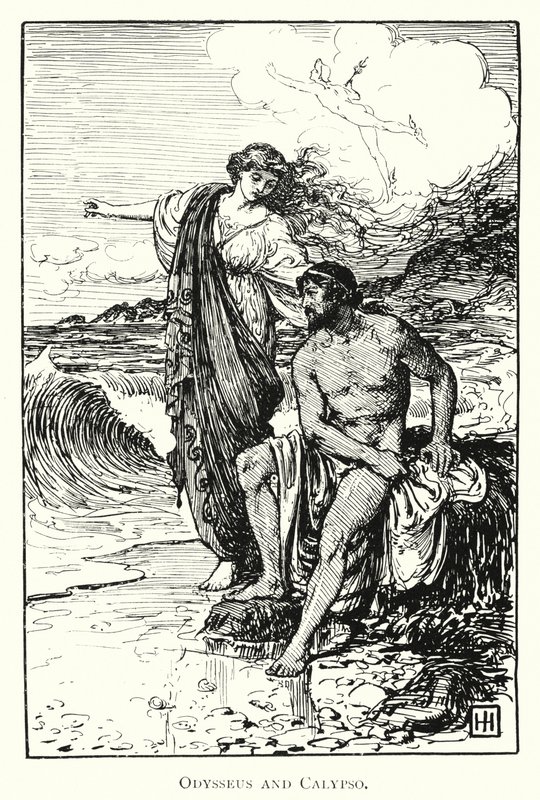 Odyssee: Odysseus en Calypso door George Percy Jacomb Hood