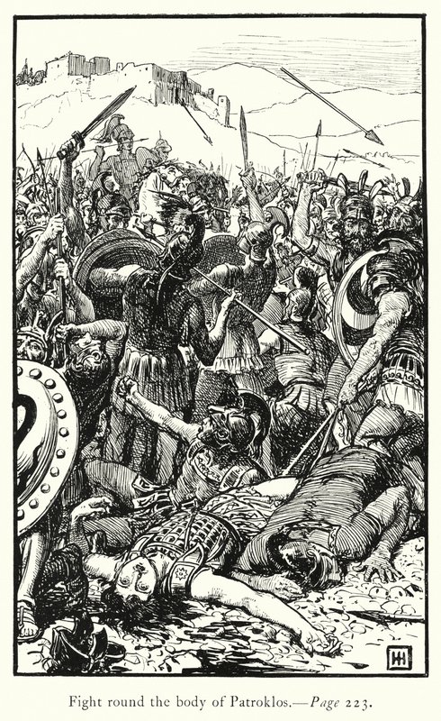 De Ilias: Gevecht rond het lichaam van Patroklos door George Percy Jacomb Hood
