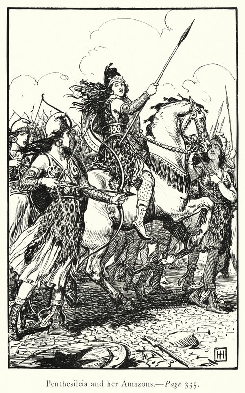 De Ilias: Penthesileia en haar Amazonen door George Percy Jacomb Hood
