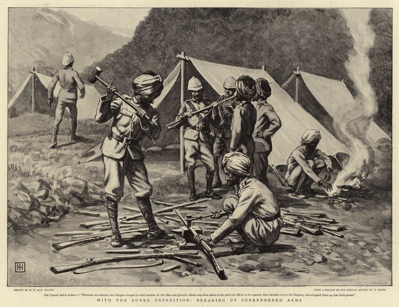 Met de Buner Expeditie, het inleveren van wapens door George Percy Jacomb Hood