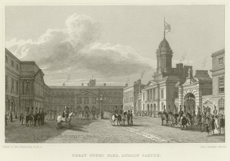 Grote binnenplaats bij Dublin Castle door George Petrie